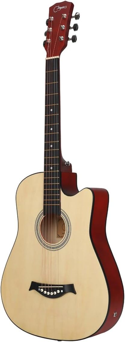 Jidyous electricacústica 38 inch Acústica Clasica guitarras Funda Y Accesorios, con correa, afinador, un paquete de cuerdas adicionales, capo, paño de limpieza, 3 púas, bolsa de concierto (Natural)