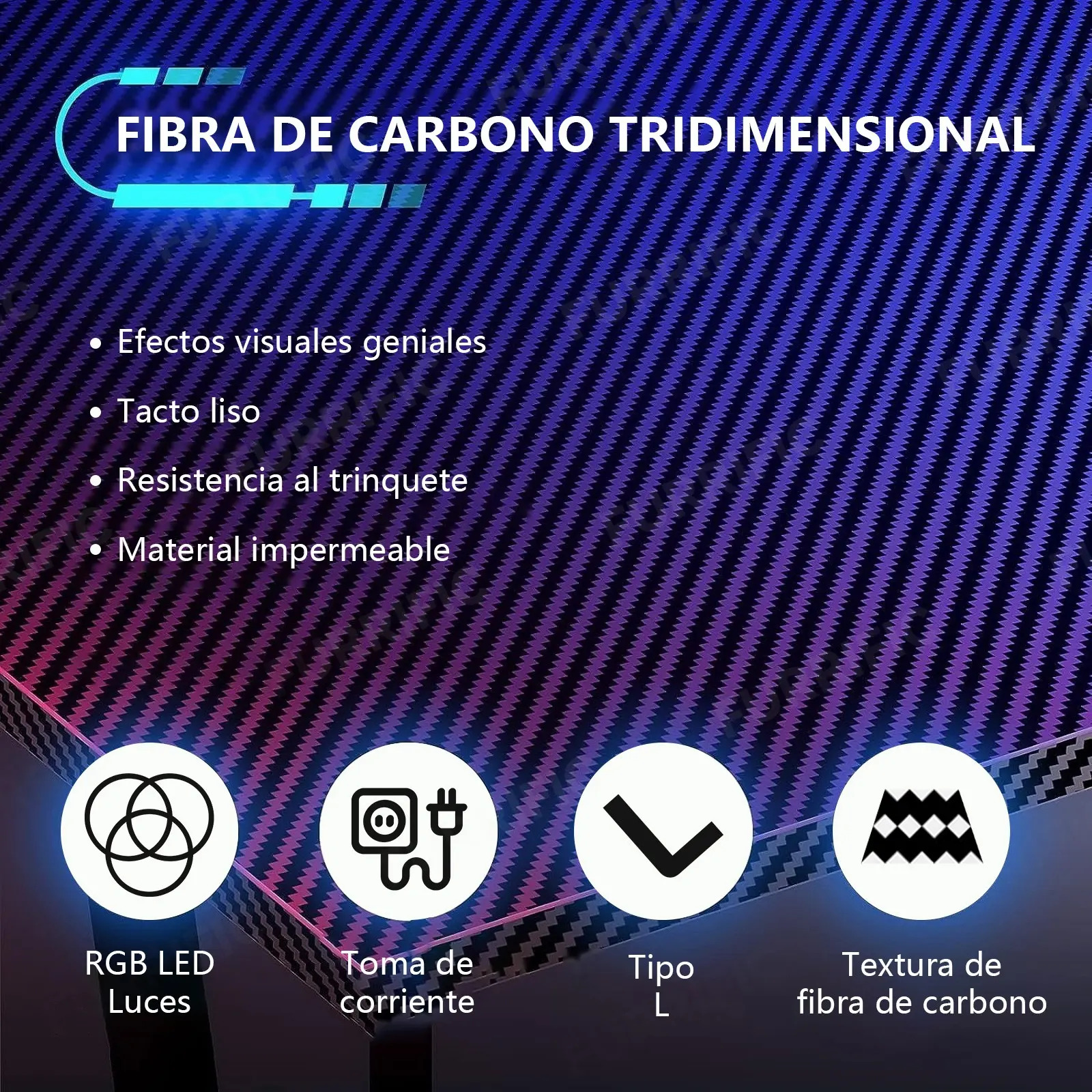 Furrific®escritorio Gamer En L Con Luz Led Y Regleta Enchufe