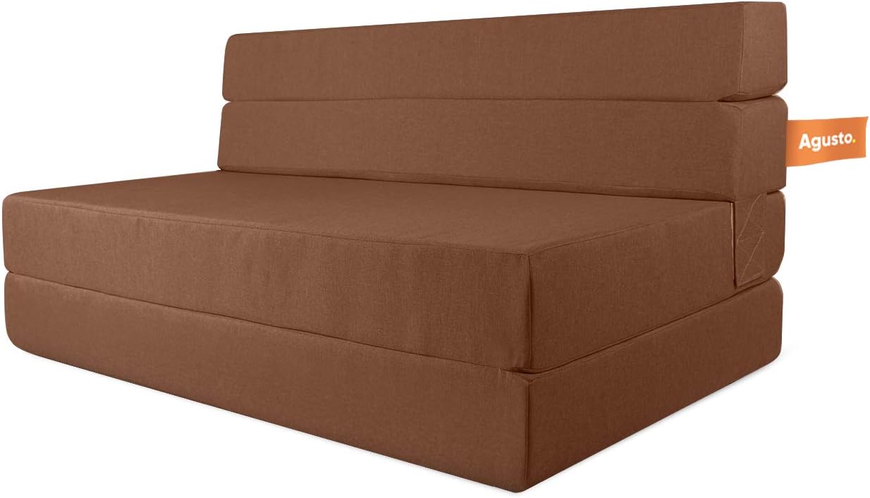 AGUSTO Sofá Cama Matrimonial Multifunción Colchon Plegable Futon Chaise Sillon Puff (Gris Oxford)