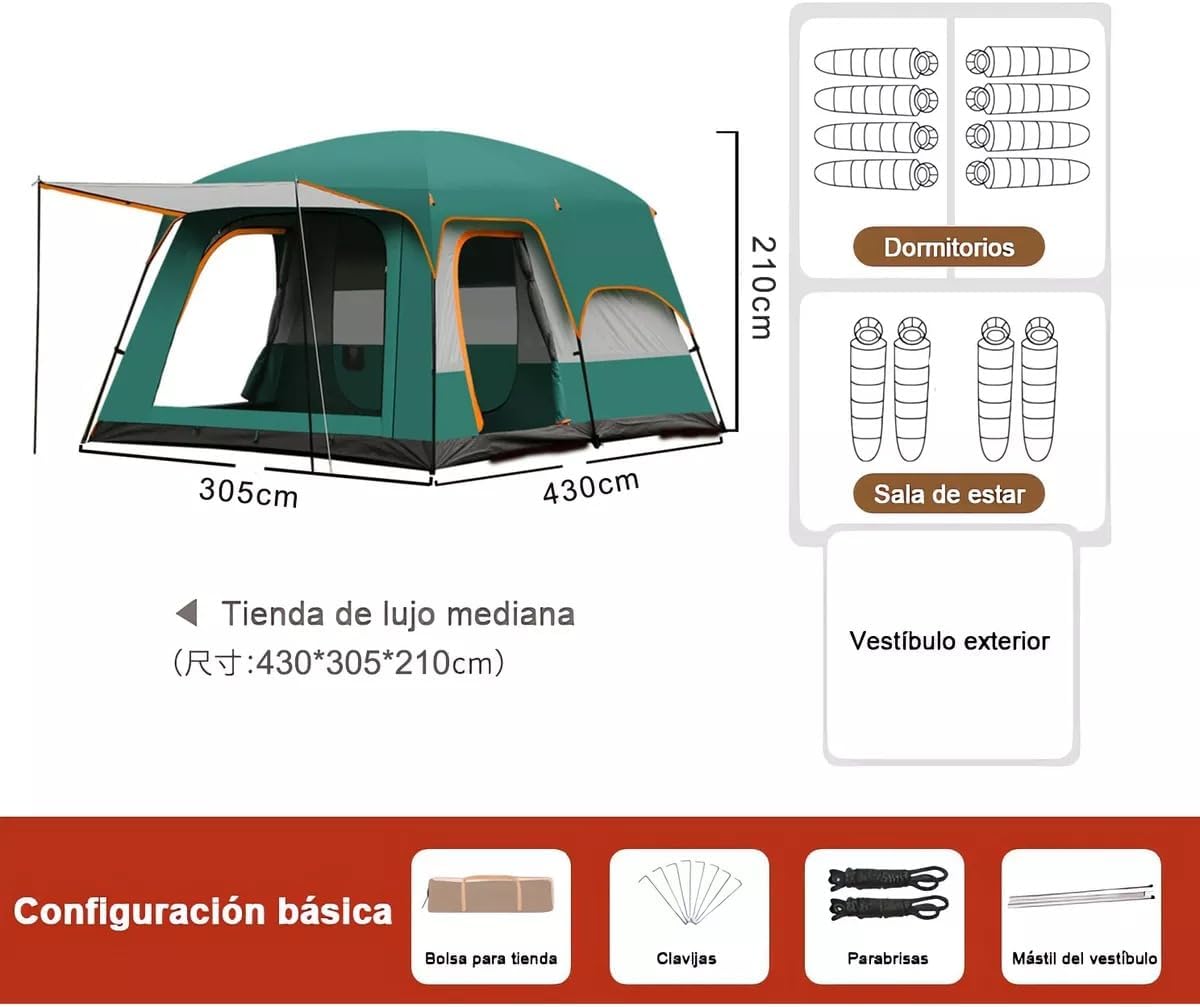 UNIFULL Gran Tienda de Campaña de 8-12 Personas, con Bolsa de Transporte