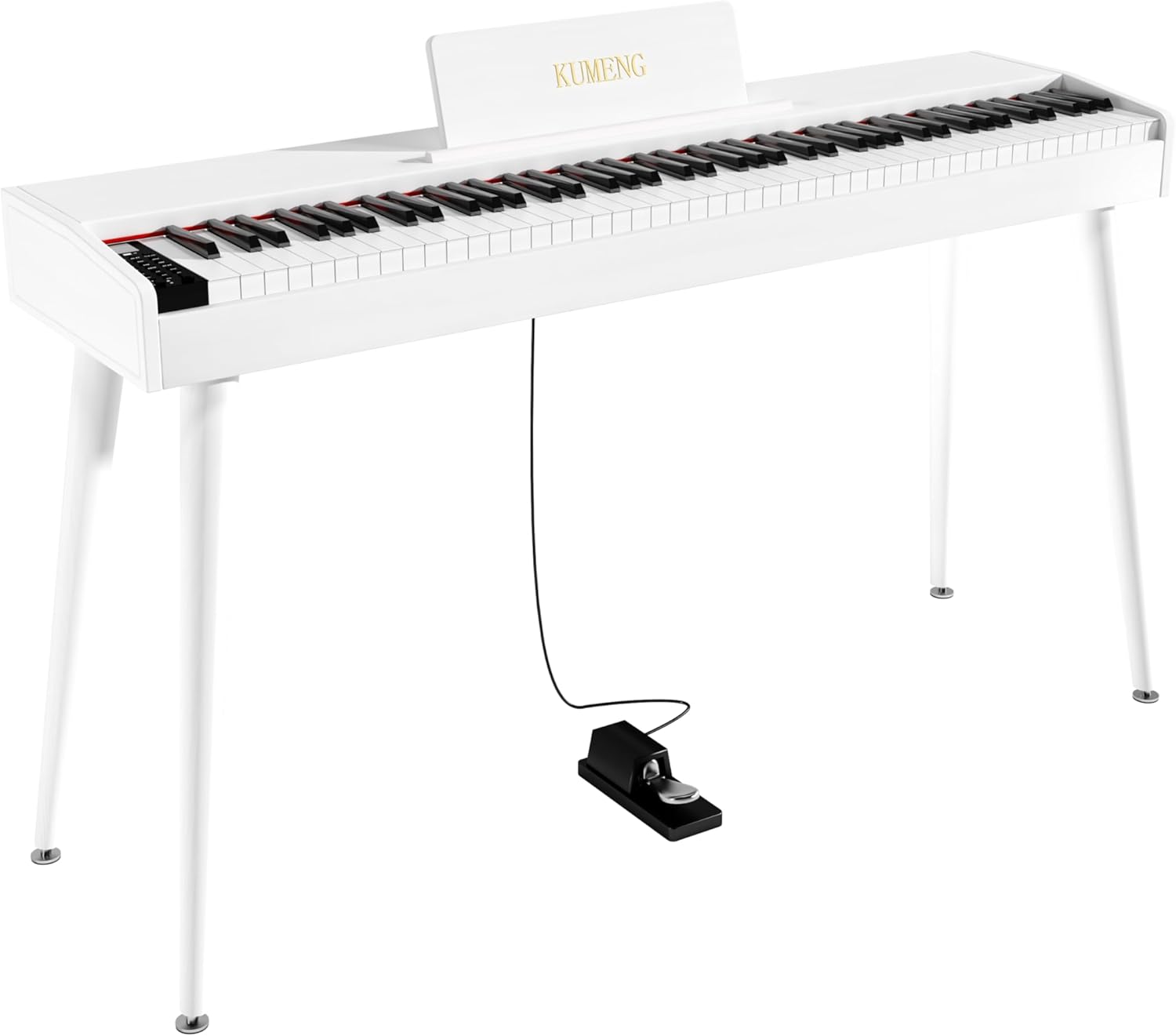 Teclado digital para piano de 88 teclas semiponderado, piano eléctrico de tamaño completo para principiantes, con soporte de partitura, pedal, adaptador de corriente, modo de auriculares,