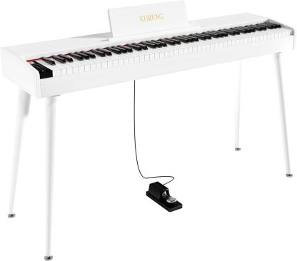 Teclado digital para piano de 88 teclas semiponderado, piano eléctrico de tamaño completo para principiantes, con soporte de partitura, pedal, adaptador de corriente, modo de auriculares,
