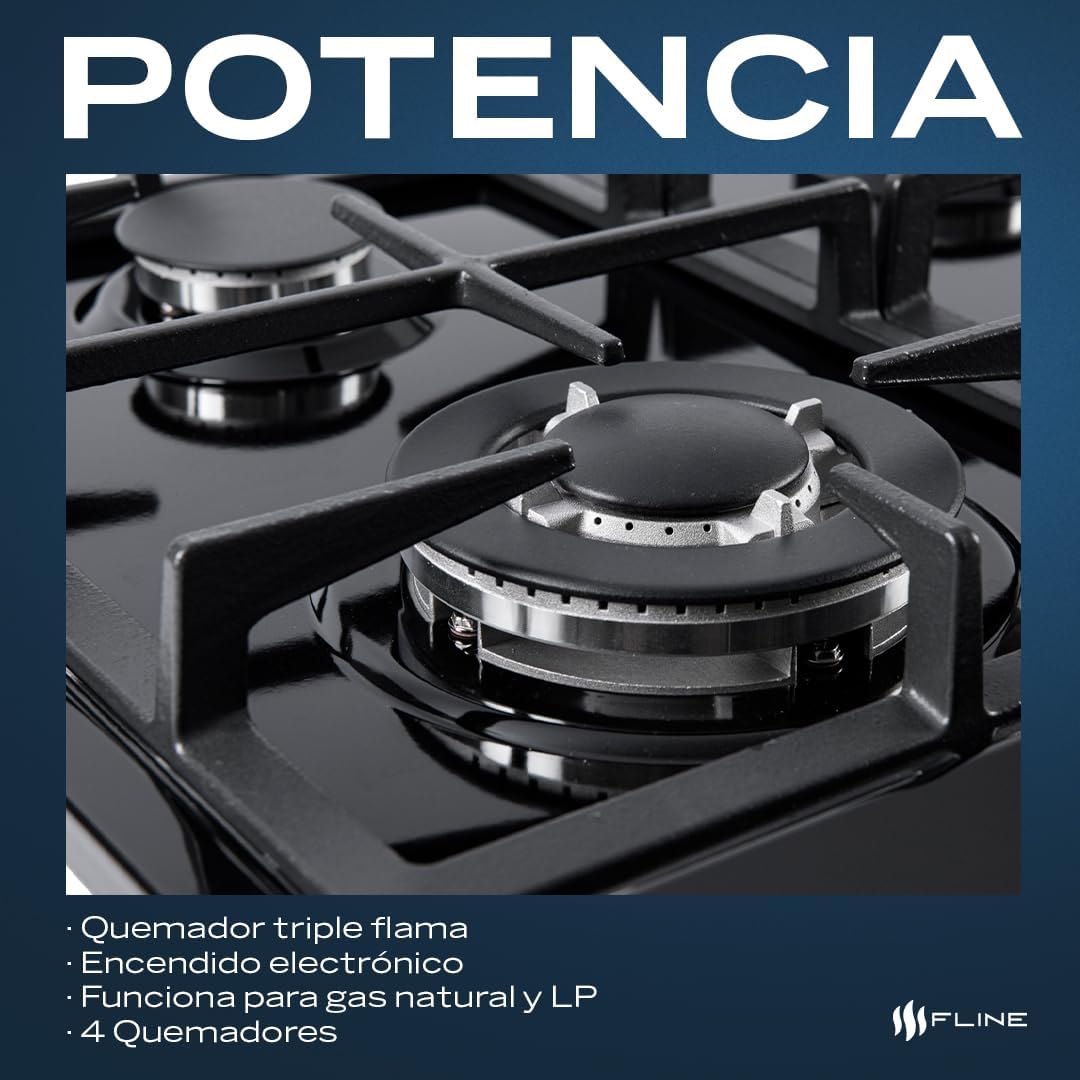Parrilla De Gas Empotrable 4 Quemadores | Acero Inoxidable | Gas LP Y Gas Natural | Encendido Electrónico | Estufa De Mesa | Parrilla De Inducción | Fácil Limpieza