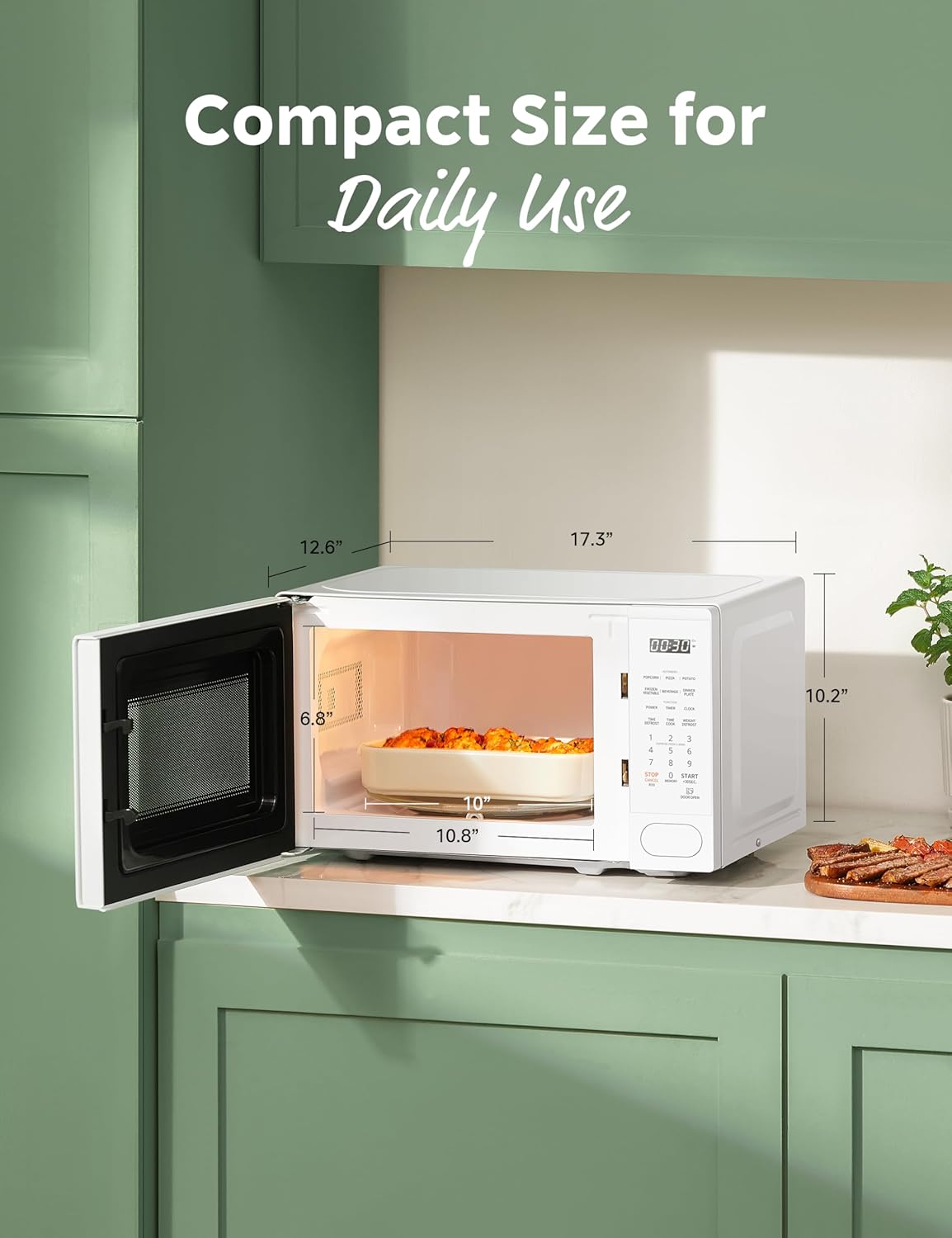 COMFEE CMO-C20M1WB - Horno de microondas para encimera, microondas pequeño de 0.7 pies cúbicos con 11 niveles de potencia, función de restablecimiento de la placa giratoria, cocción rápida,