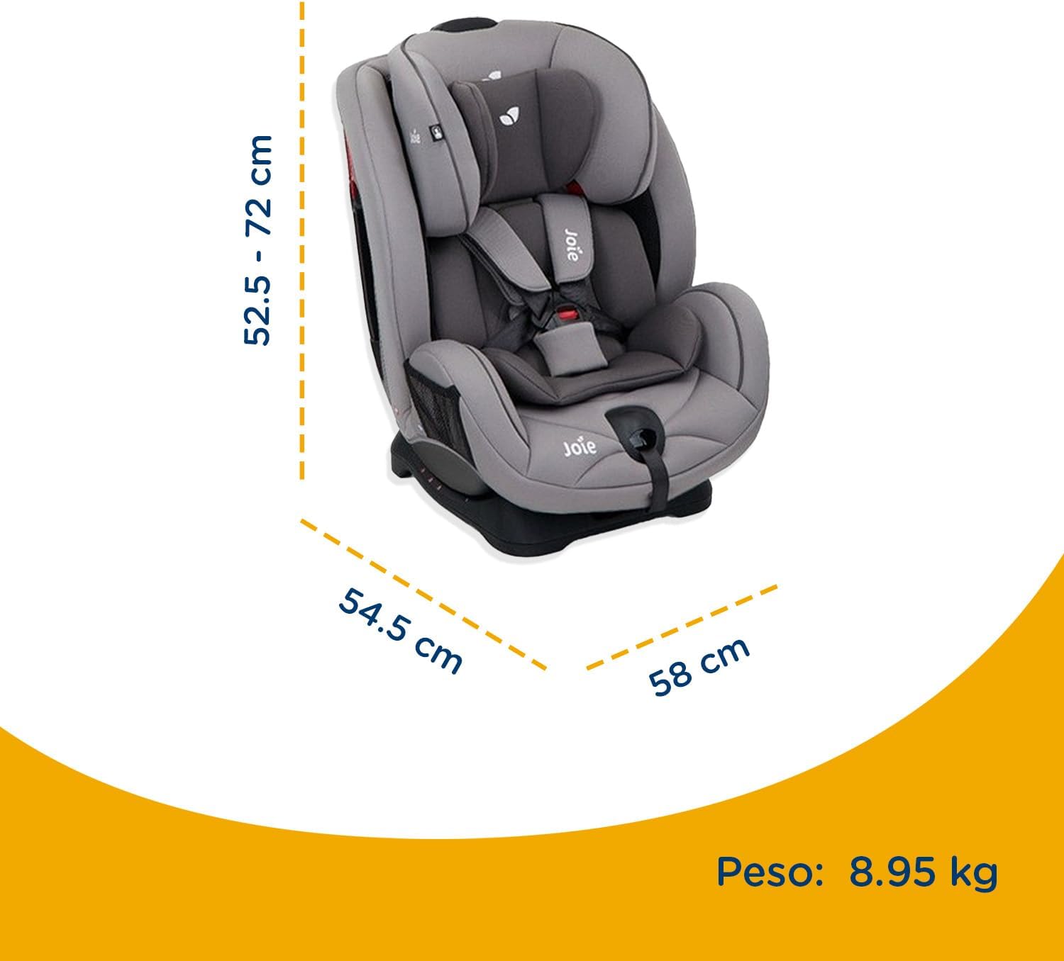 Joie Stages Autoasientos para Bebe - Asiento para Bebe Carro - Grow Together hasta 8 Años - Reversibe - Sistema contra Impactos Lateralesy de Reclinado - Booster Car Seat - Silla para Bebé Auto (Gris)