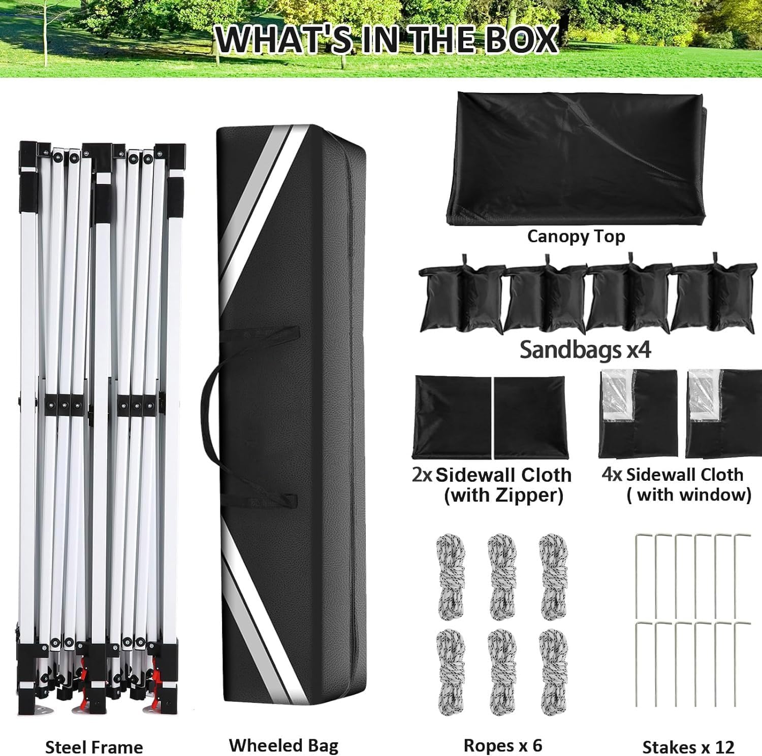 TOOLUCK Canopy - Tienda de campaña desplegable de 10 x 20 pulgadas con paredes laterales, toldo comercial impermeable Ez para exteriores, protección UV de 50 + refugio para eventos, tiendas de campaña