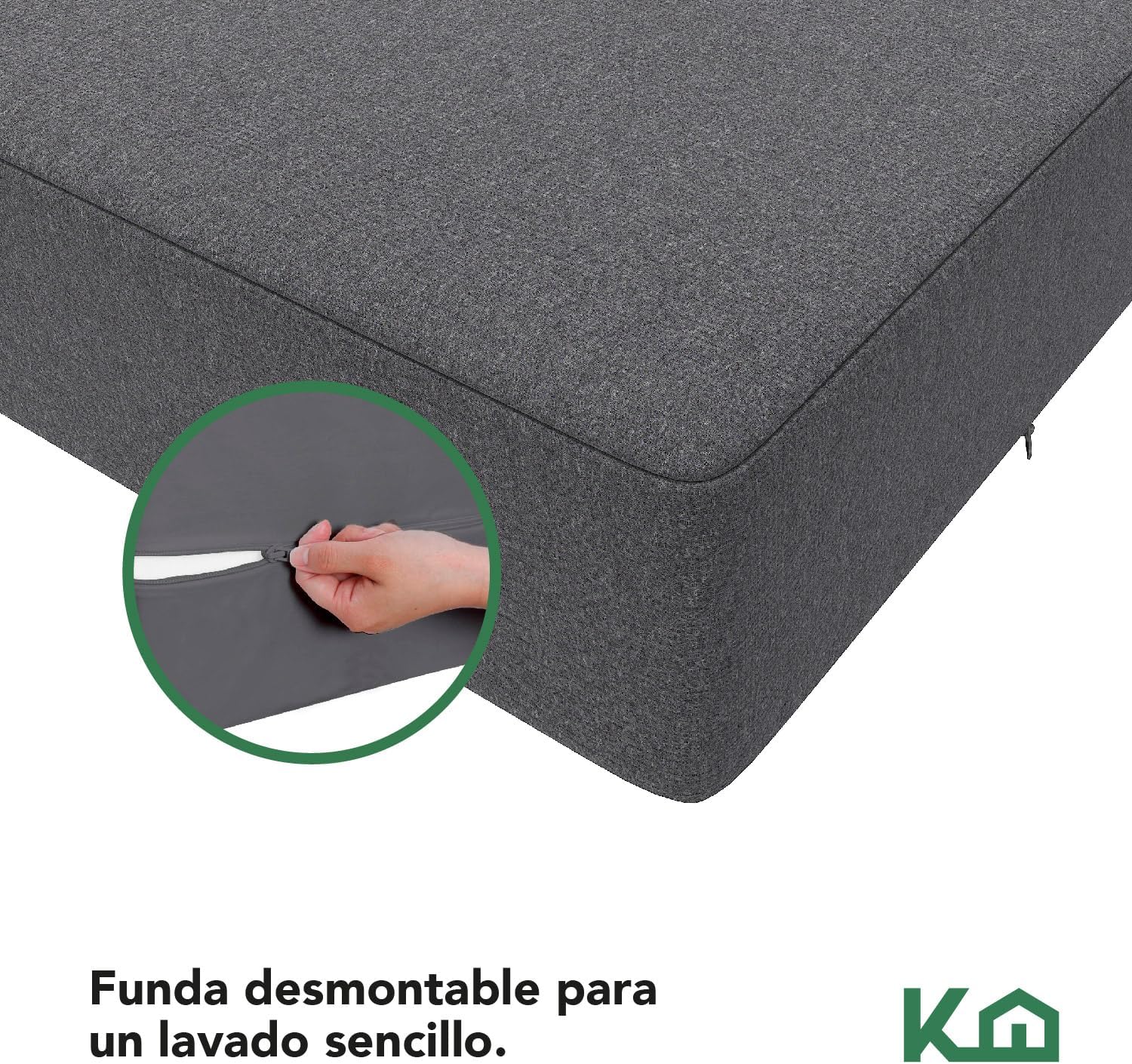 Kingshouse | Sofá Cama Matrimonial Plegable - Sillón Multifuncional y Convertible 2 en 1 - Relleno de Espuma de Alta Densidad - Funda Desmontable - Soporte Ergonómico y Suavidad Hogar, Sala, Recámara