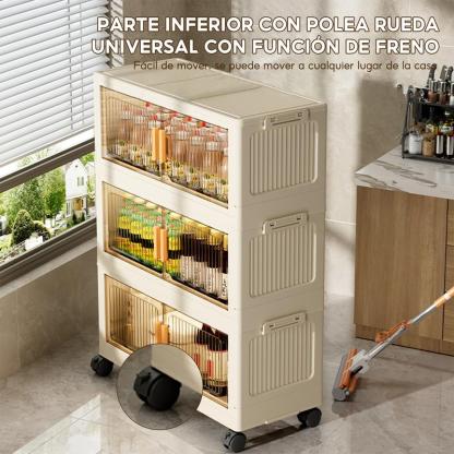Closet Mueble Armarios Organizador Plegable Ruedas Marrón Claro 65*36*159 cm（Diferentes tamaños disponibles）