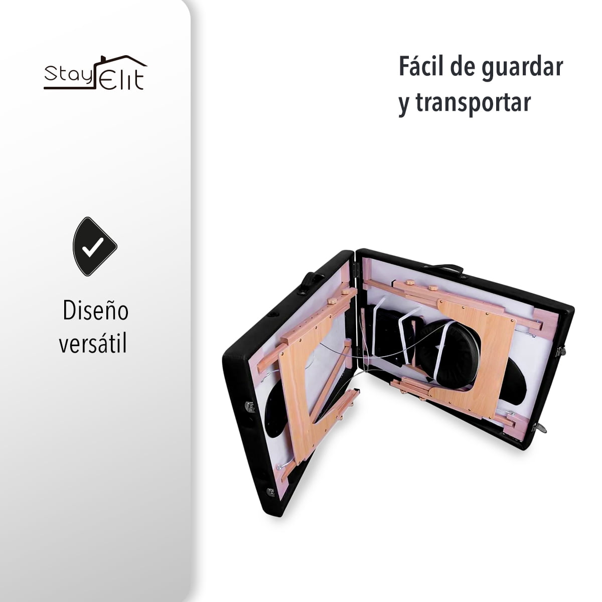 CAMILLA PARA MASAJE PLEGABLE PORTÁTIL Y RECLINABLE COLOR NEGRO LENIVÉ LENIVE CAMA-1N