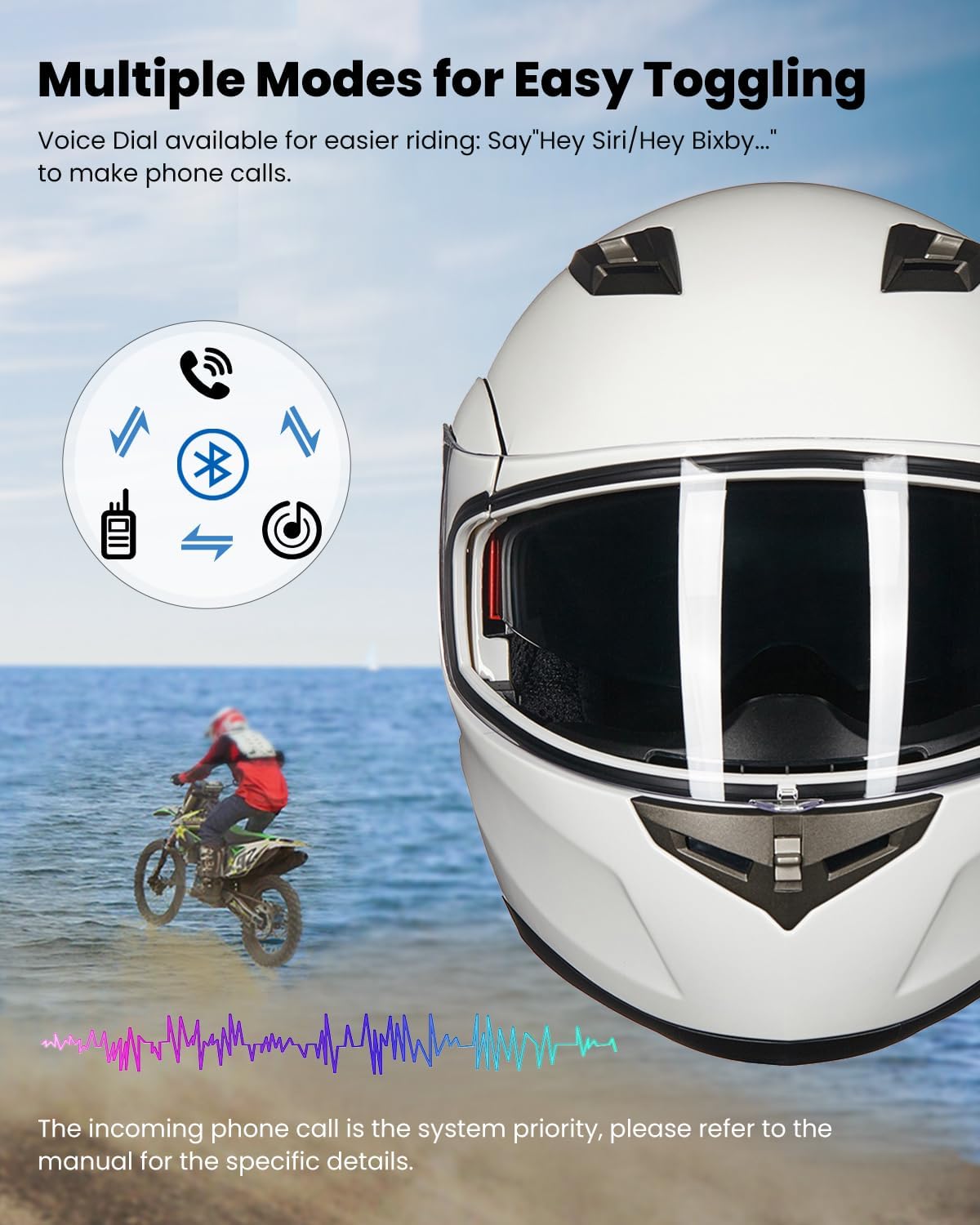 ILM - Casco de Motocicleta Modular Integrado con Bluetooth, con protección Solar para Mp3, Modelo 953/953 Pro