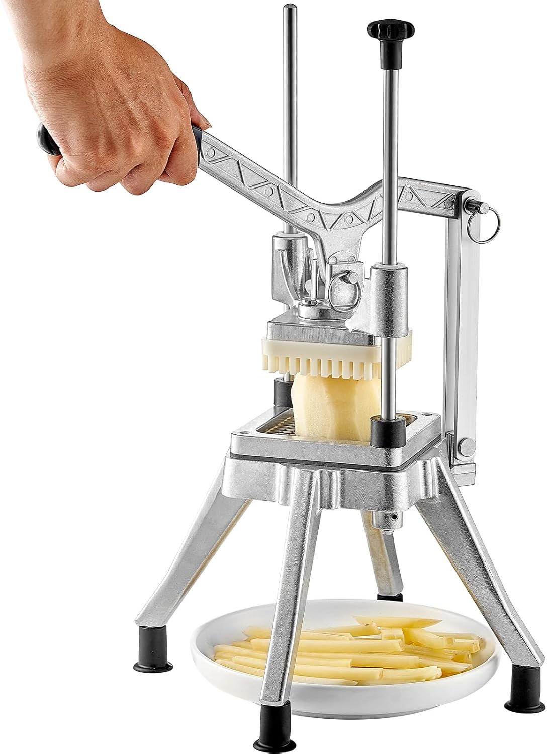 VEVOR - Picador comercial de verduras con 4 cuchillas de repuesto, cortador de patatas francesas de acero inoxidable y cortador de frutas para restaurantes y cocina casera