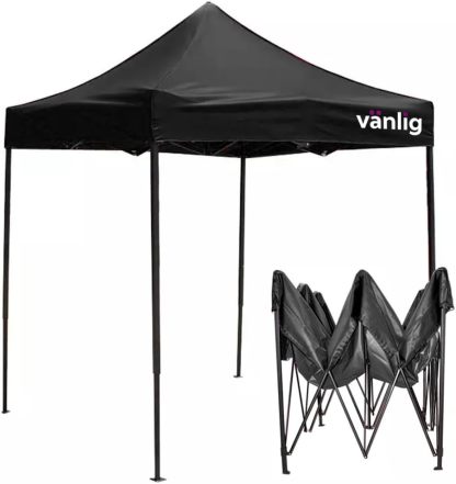 VANLIG | Carpa Toldo Plegable 2x2m | Impermeable, para Uso Temporal y Comercial | Fácil de Armar | Protección Solar UV | Ideal para Jardín, Eventos y Exterior | Color Negro