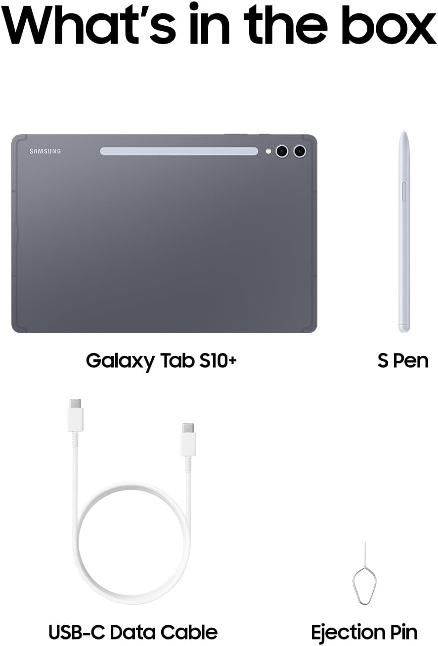 SAMSUNG Galaxy Tab S10+ Plus 12.4" 512GB, Tablet Android, círculo para Buscar, boceto a Imagen, Durabilidad, Larga Vida útil, visualización AMOLED 2X, bolígrafo S Incluido, versión Estadounidense,