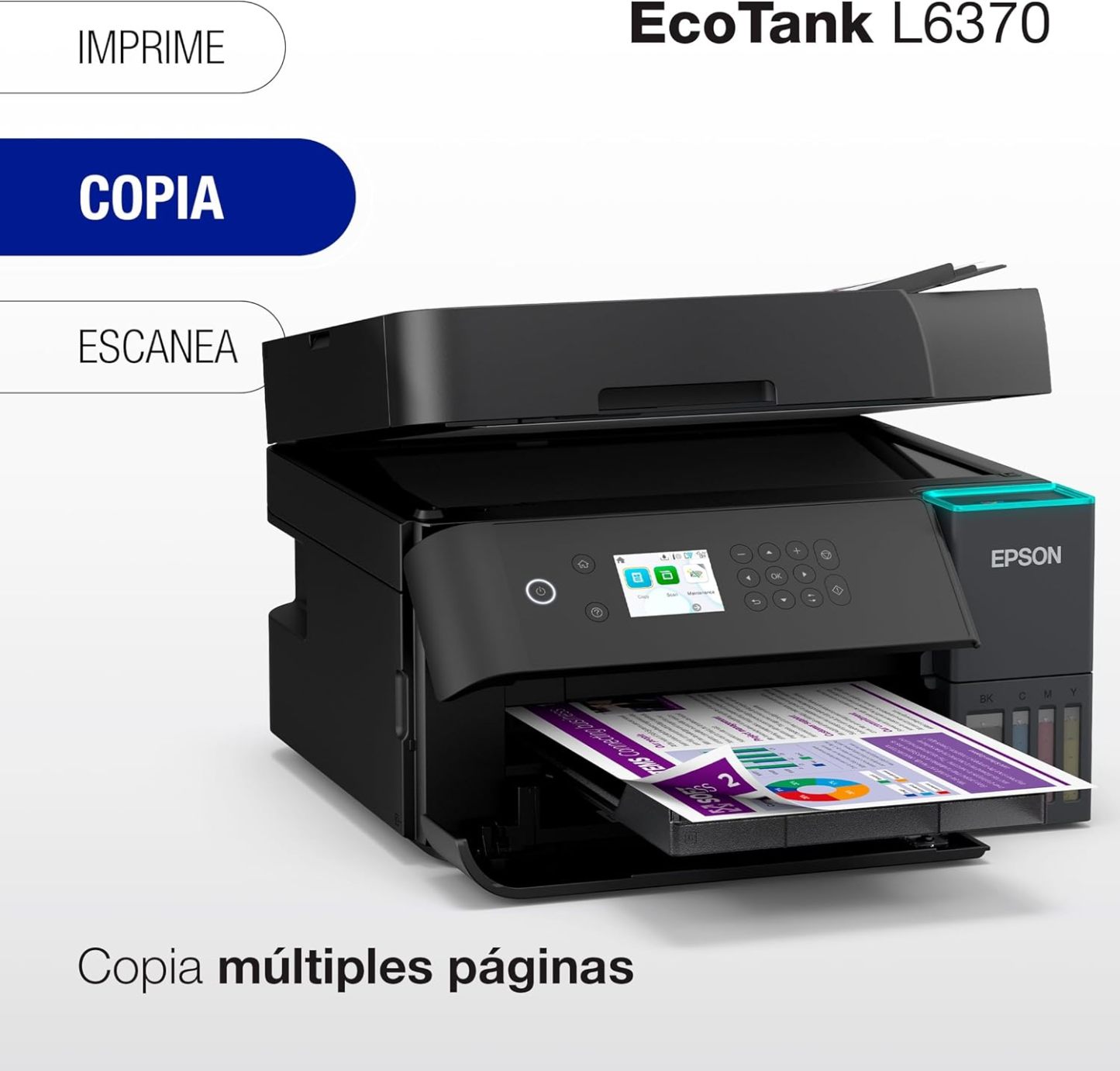 Epson Impresora Multifuncional a Color Inalámbrica con Sistema de Tanque de Tinta EcoTank L6370