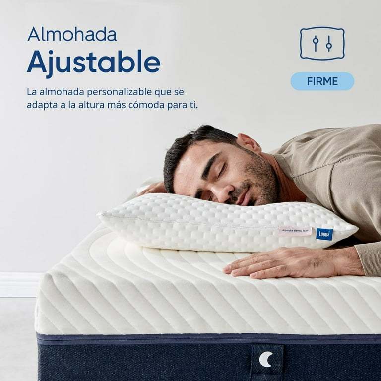 Colchón Luuna Original y 2 Almohadas Ajustables Luuna, Memory Foam, Colchón en Caja blanco Matrimonial