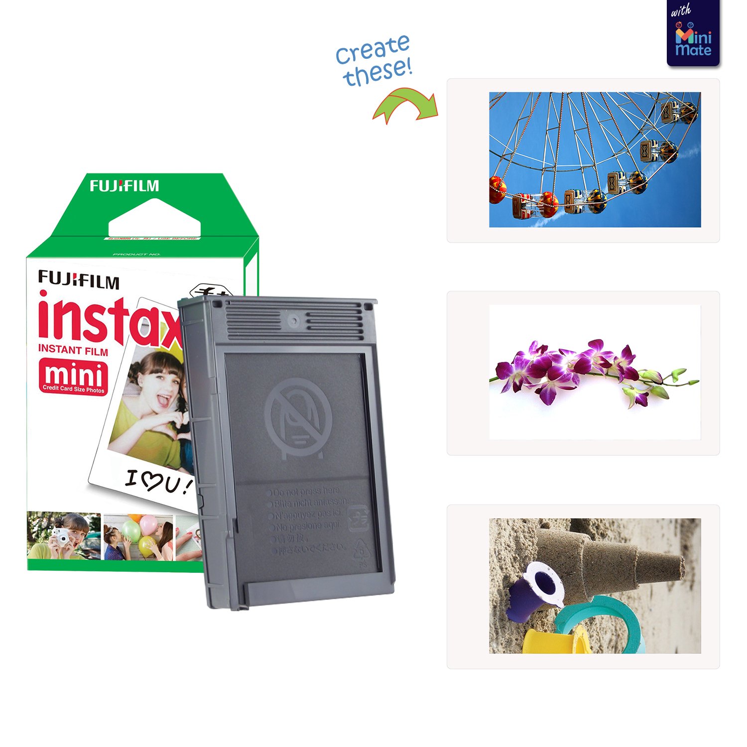 Fujifilm Instax Mini 12 cámara instantánea + paquete de accesorios MiniMate y funda personalizada compatible + Fuji Instax Film Value Pack (50 hojas) Álbum de fotos de diseño flamenco (verde menta)