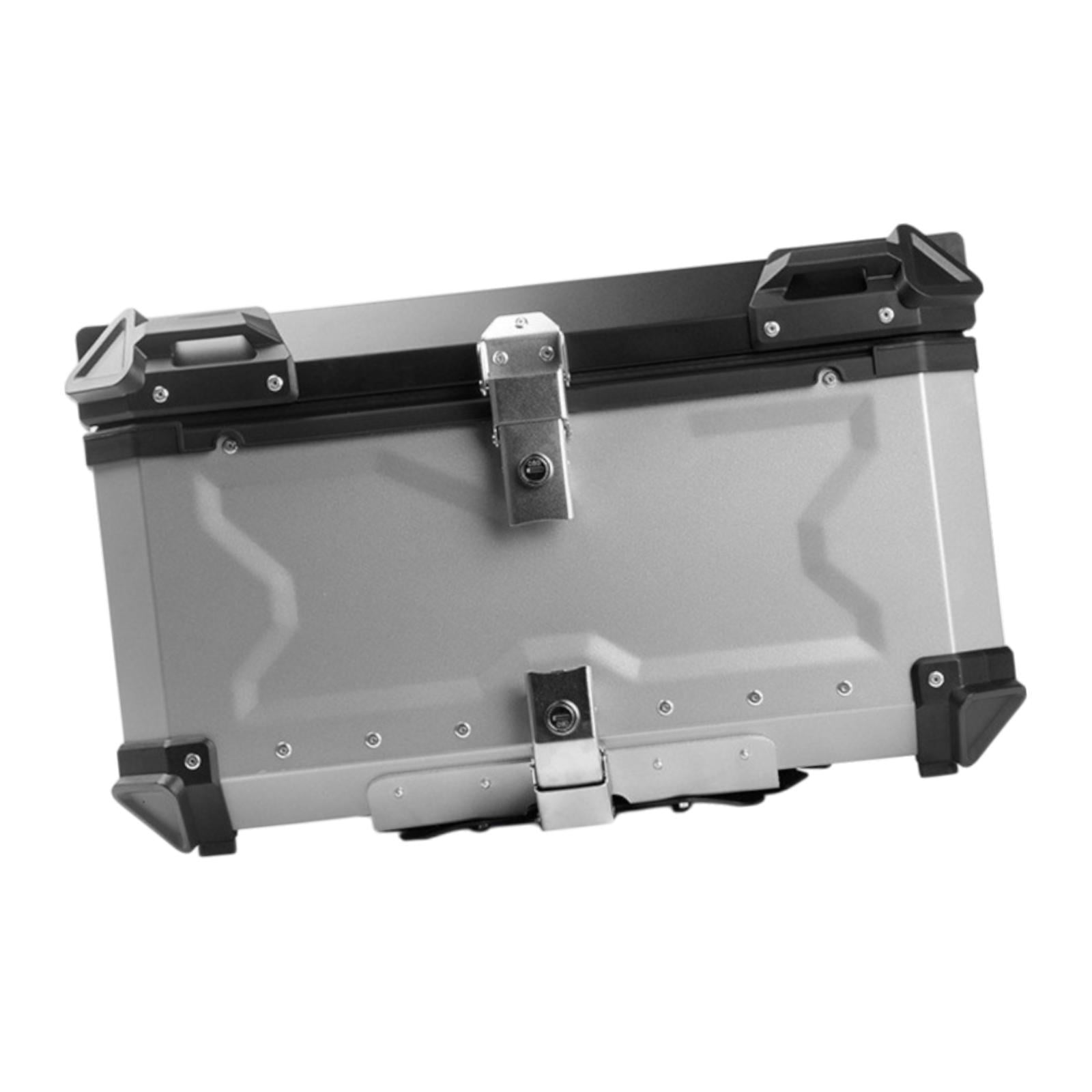 Baúl de motocicleta genérico, caja trasera, organizador de aluminio a prueba de golpes, caja para casco, baúl de almacenamiento de equipaje para 45L Plata