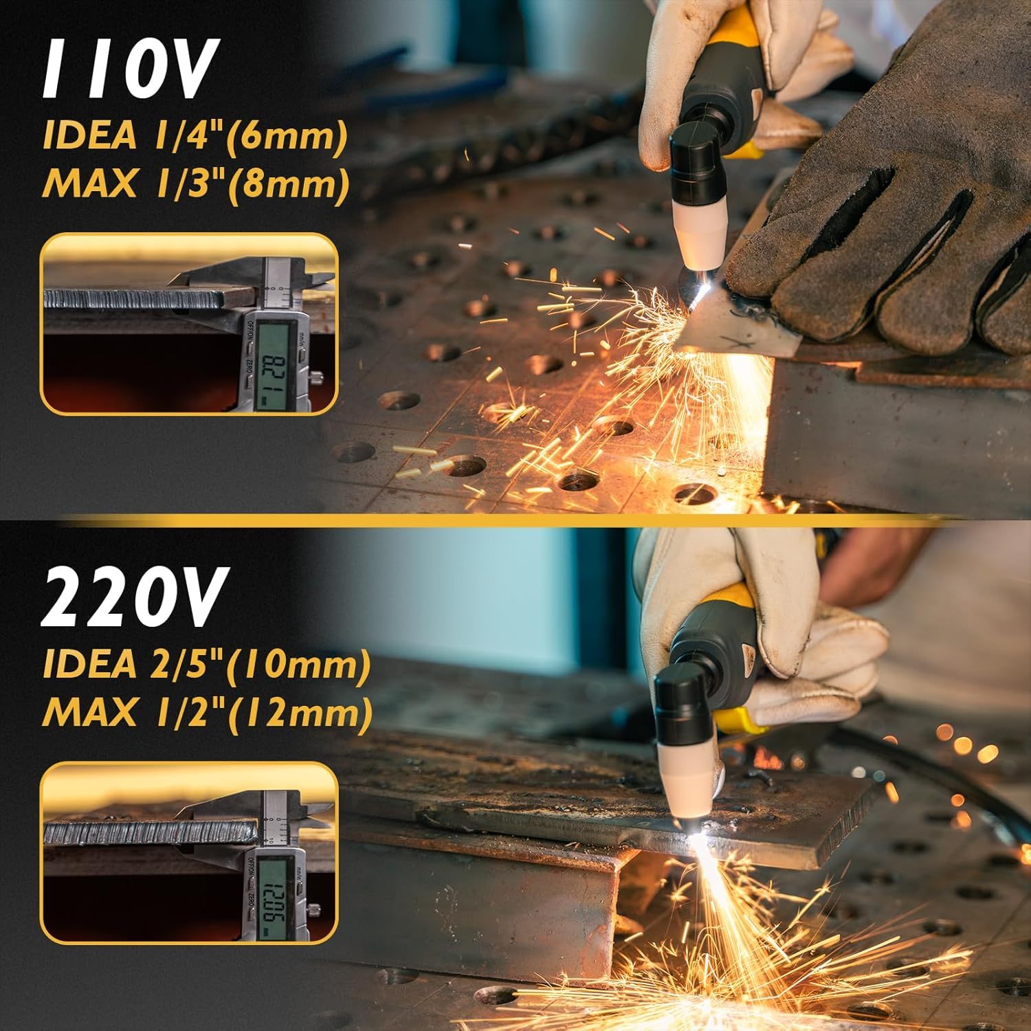 TOOLIOM MIG/TIG/CUT/Stick Soldador 5 en 1 Máquina de soldadura multiproceso de 110/220 V de doble voltaje de aluminio para máquina de soldadura compatible con pistola de carrete