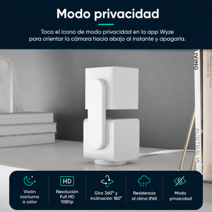 Wyze Cam Pan v3 Cámara de Seguridad para Interior y Exterior | 1080p Full HD | Visión Nocturna a Color | Resistencia IP65