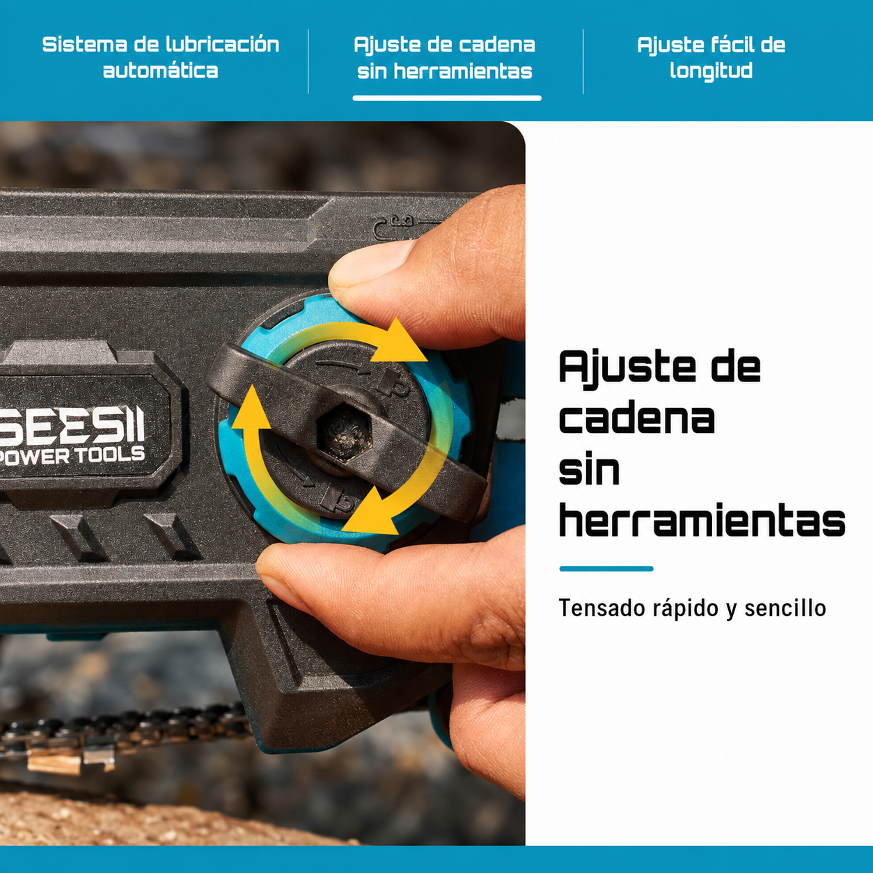 SEESII Motosierra a Batería 40V de 18", 2200W, 2 Baterías de 5.0 Ah, 30 FT/S, Lubricación Automática para Corte y Poda