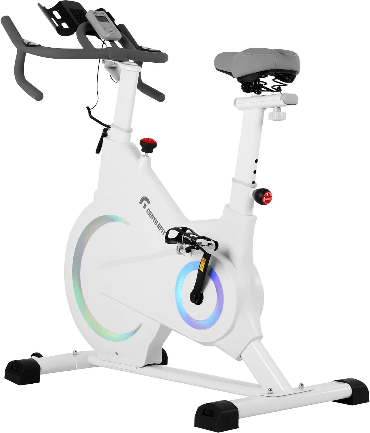 RACK & PACK Bicicleta Estatica con Resistencia Magnetica Spinning Silenciosa para Hogar Casa Gimnasio Gym Monitor Electrico 6 Finciones Ajuste de asiento y Manubrio Bici Fija Spin Soporta 100 Kg