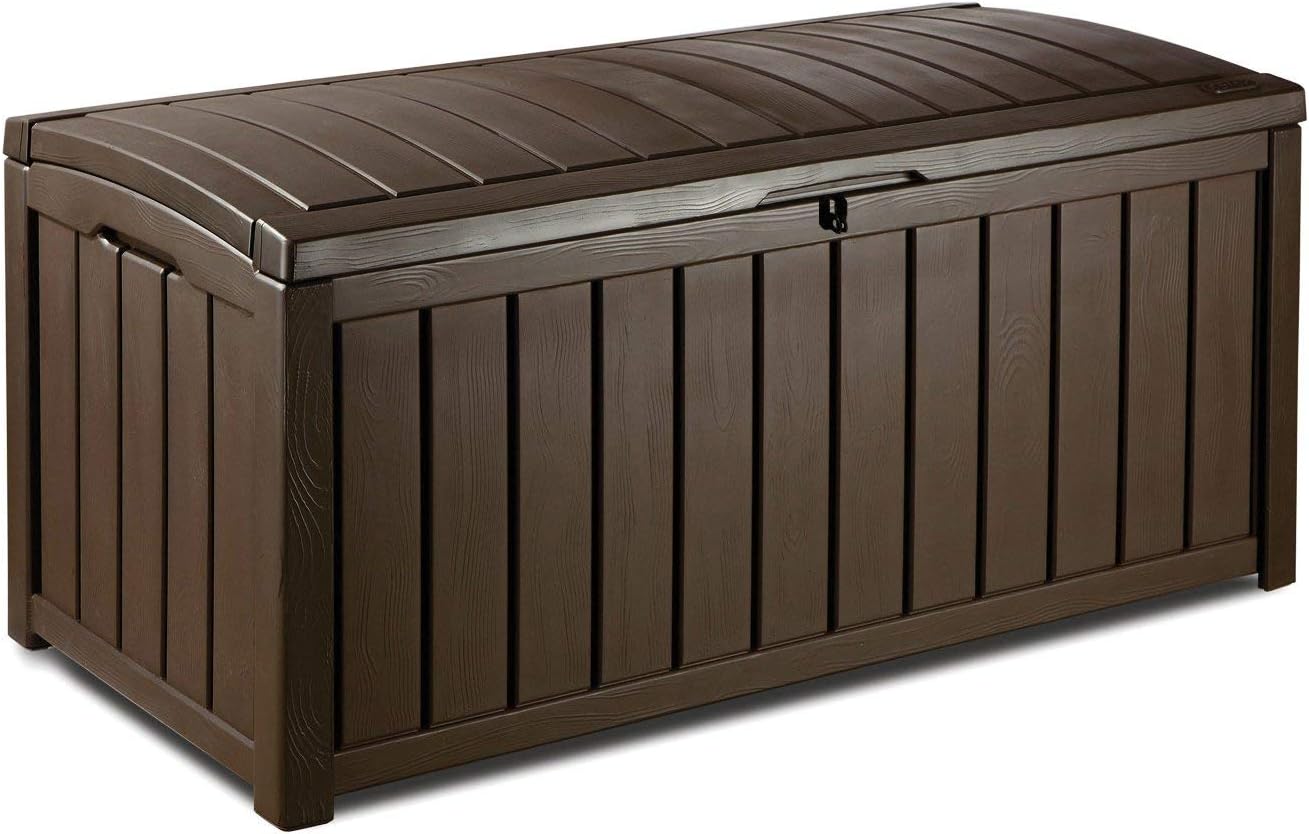 KETER Caja de Almacenamiento Glenwood, 390 Litros, Baul de Jardin, Color Marrón, polipropileno