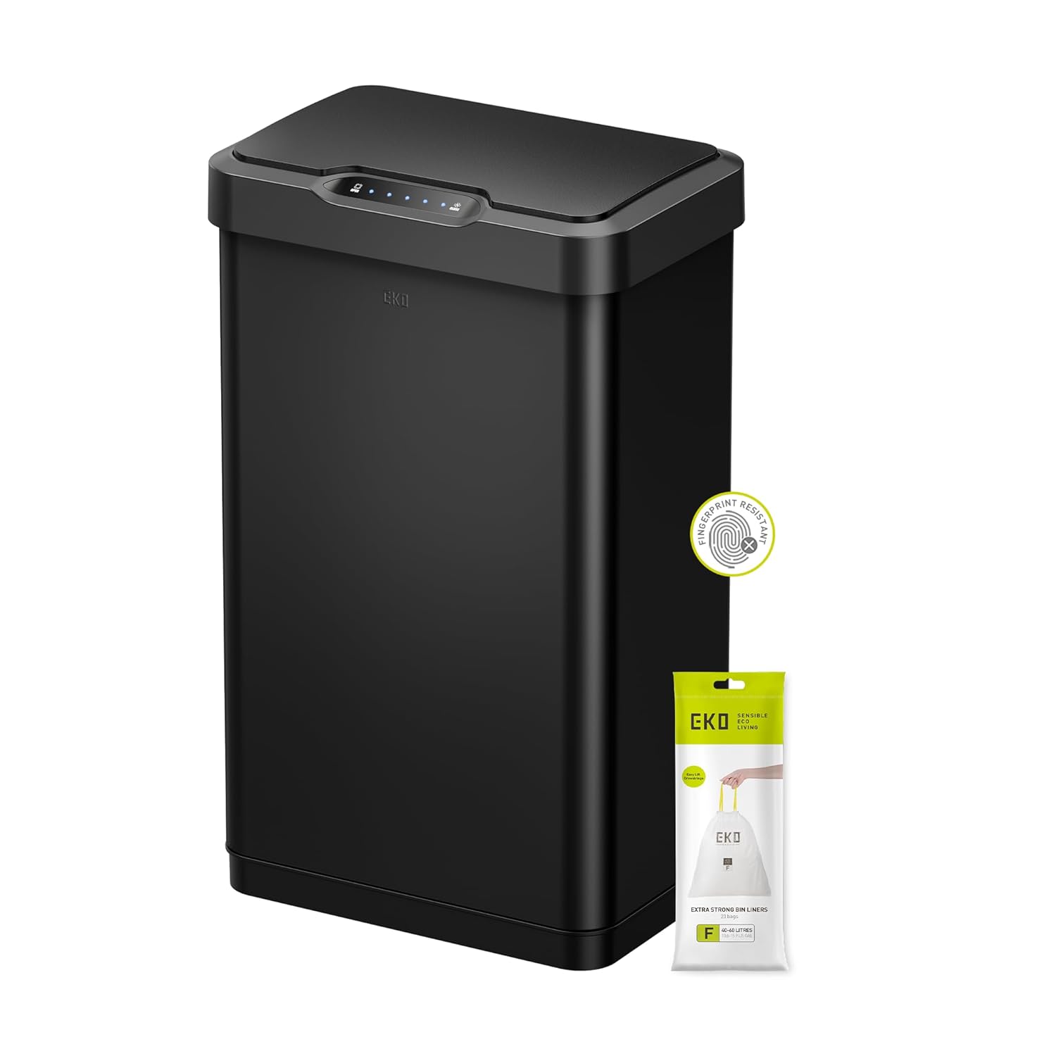 EKO Mirage-T Bote de Basura Rectangular con Sensor de Movimiento sin Contacto de 50 litros, Acabado de Acero Inoxidable Cepillado