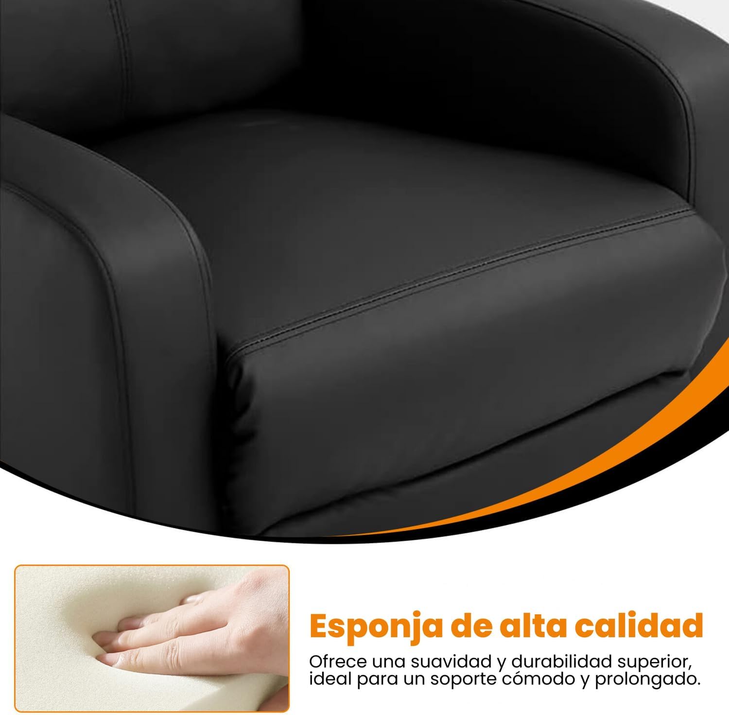 FABATO Sillon Individual - Sillon Reclinable Adultos Tipo Cine 8 Modos de Masaje con Soporte Lumbar, Reposapiés Retráctil y 3 Posiciones - Tu Sofa Adulto de Cuero Ideal para tu casa (Negro)