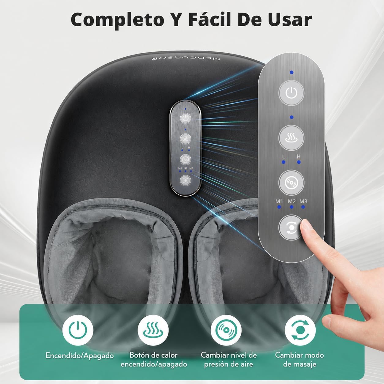 Masajeador Eléctrico Shiatsu para Pies con Calor, Amasado Profundo, Compresión de Aire y Niveles Ajustables para Uso en Casa
