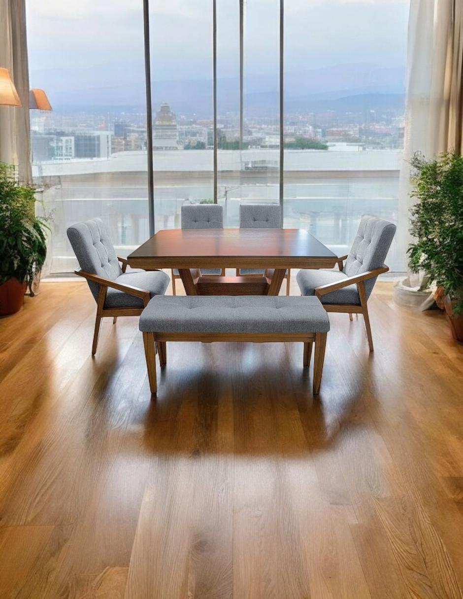 Comedor para 6 personas de madera de parota