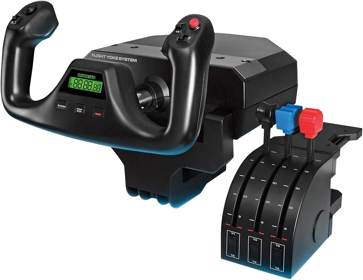 Logitech G PRO - Sistema de yugo de vuelo profesional, cuadrante de simulación y acelerador, 3 modos, 75 controles programables, perillas configurables, eje de acero, USB, PC, color negro