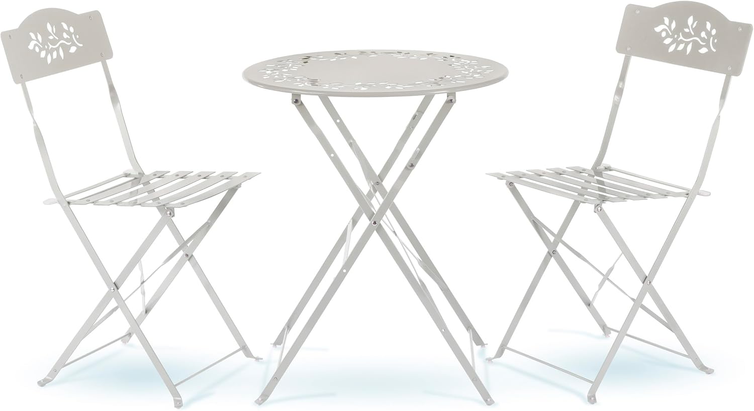 Alpine Corporation Juego de Bistró de 3 Piezas para Interiores/Exteriores con Mesa y Sillas Plegables, Asientos de Patio, Blanco