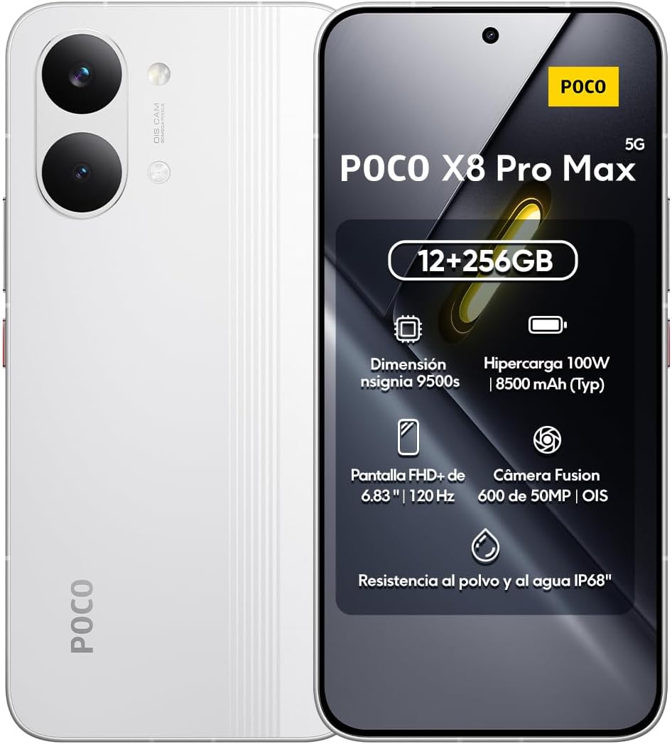 Celular Poco X8 Pro MAX Global 12GB RAM 256GB ROM, Procesador Dimensity 9500s, Pantalla AMOLED 6.83" 120Hz, Cámara 50MP, Batería 8500mAh y Carga Rápida 100W