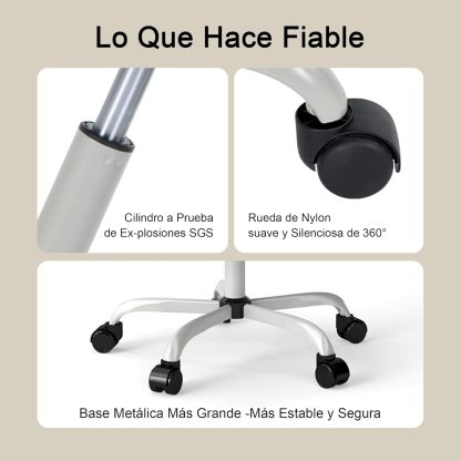 FurnitureR Silla Oficina Ergonómica con Reposacabezas, Silla Escritorio Malla Resistente con Soporte Lumbar, Silla Computadora con Base Metal, Asiento y Reposacabezas Ajustables Gris