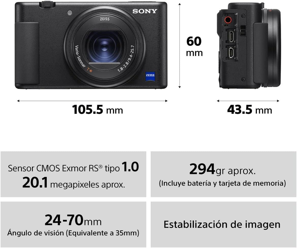Sony DCZV1/B Cámara ZV-1 para videoblogs, Compacto, Negro