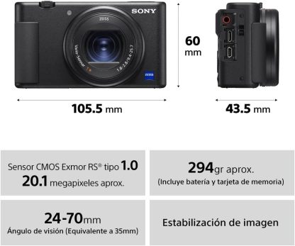 Sony DCZV1/B Cámara ZV-1 para videoblogs, Compacto, Negro