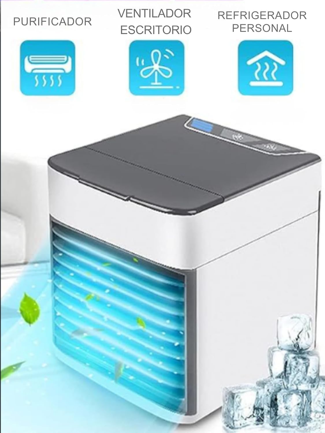 2 piezas Aire Acondicionado Portátil Mini Enfriador Humidificador Personal Evaporador