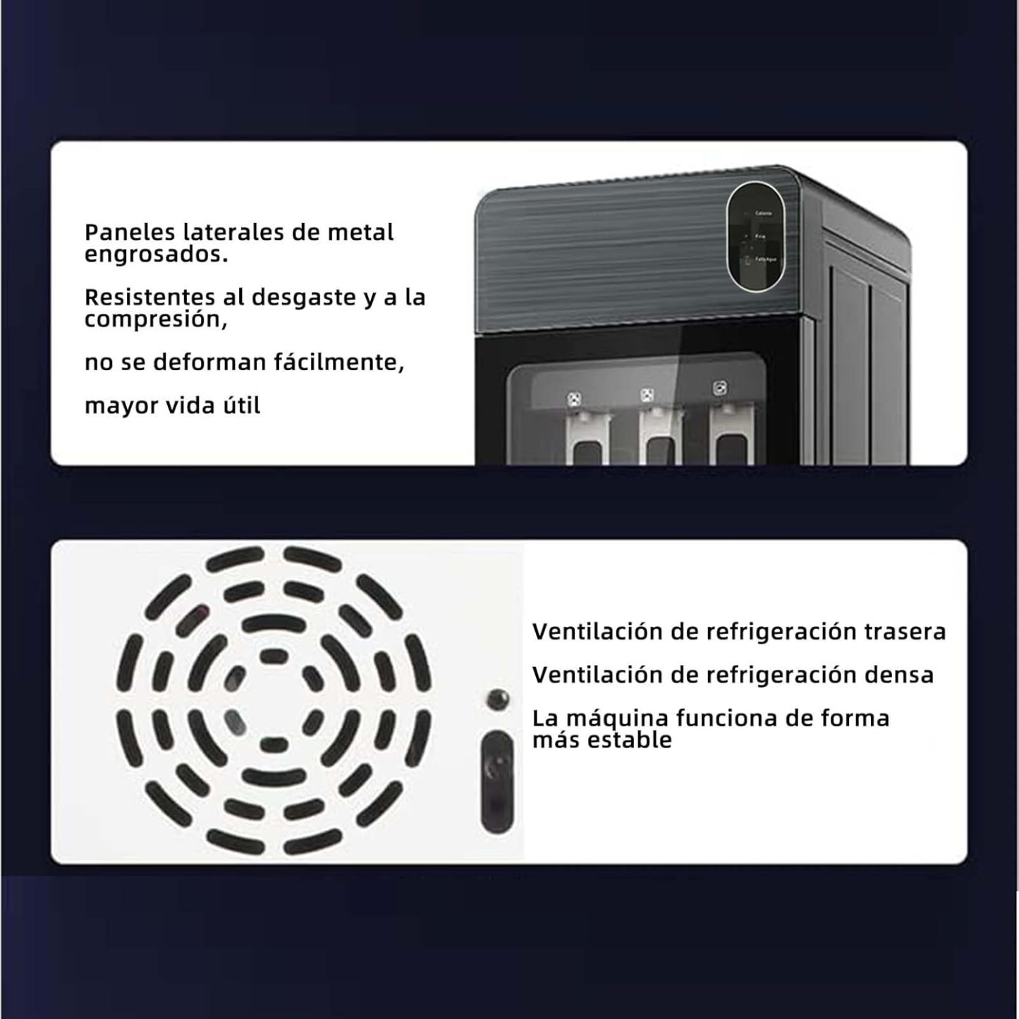 Despachador de Agua Garrafon Oculto 3 Ajustes de Temperatura Dispensador de Agua-Caliente Fría y A gua de la Habitación Dispensador de AG UA de Acero Apto para Botellas de 18.5 L (Gris)