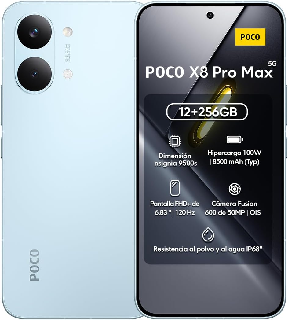 Celular Poco X8 Pro MAX Global 12GB RAM 256GB ROM, Procesador Dimensity 9500s, Pantalla AMOLED 6.83" 120Hz, Cámara 50MP, Batería 8500mAh y Carga Rápida 100W