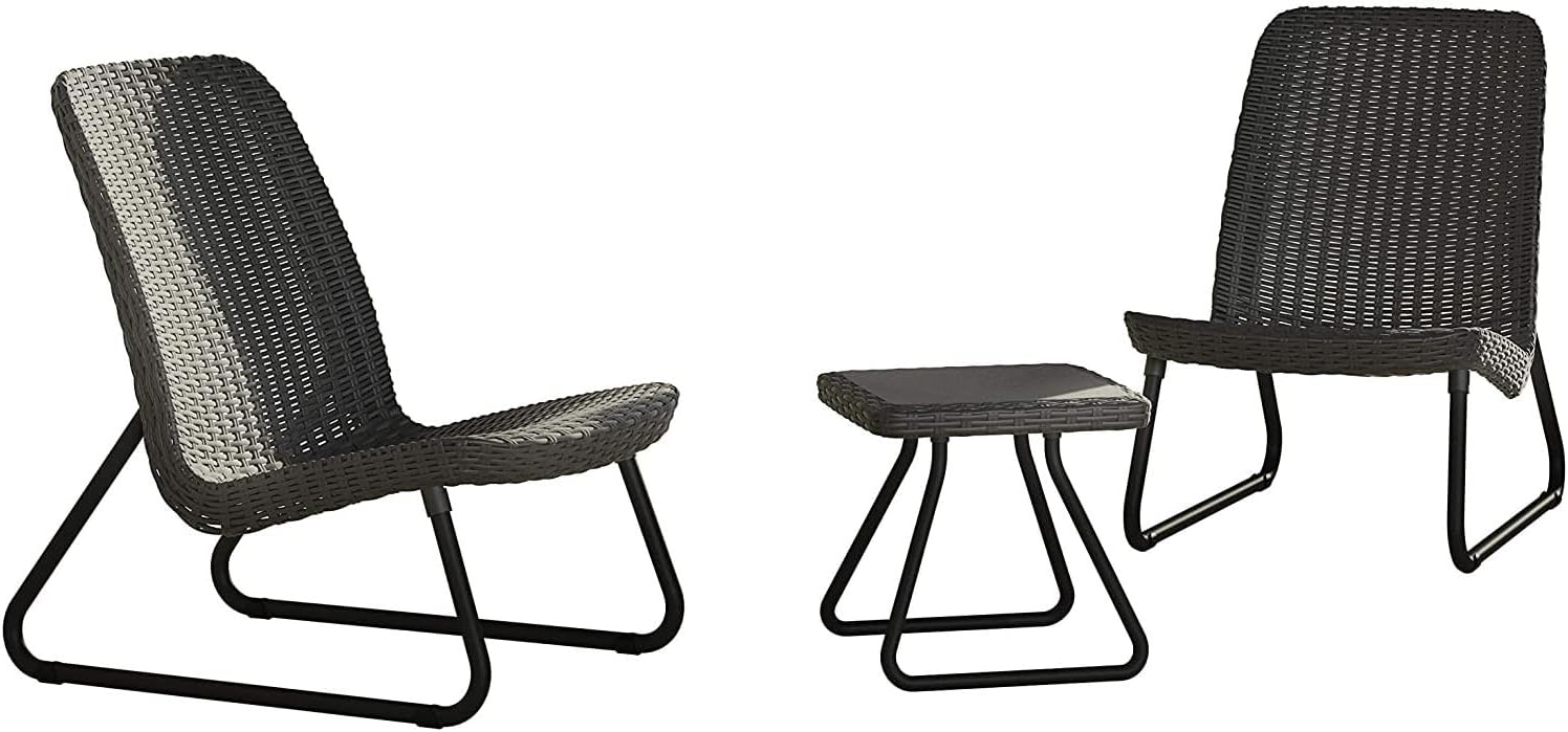 Keter Juego de Muebles de Jardín Rio Patio Set, para Terraza Balcón o Piscina, Resistente A Todo Clima, Resina De Polipropileno y Aluminio, Color Marrón