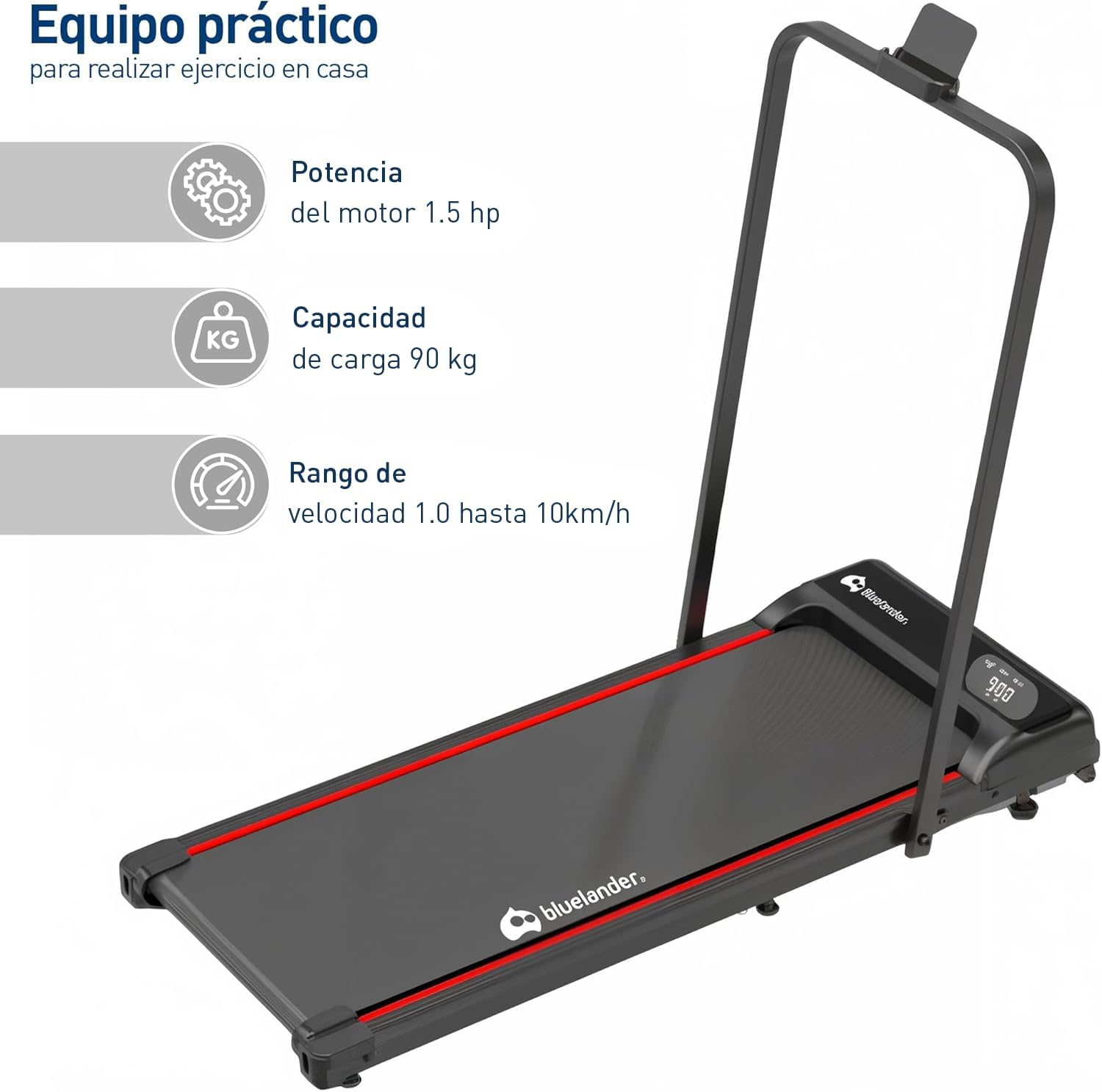 Bluelander Caminadora Electrica, Walking Pad con Asa, 100 * 48 * 120 cm, 110 V, Pantalla Digital, Caminadora Plegable, Portatil, Ideal para Oficina, Hogar, Cinta para Caminar (Walking Pad con Asa)