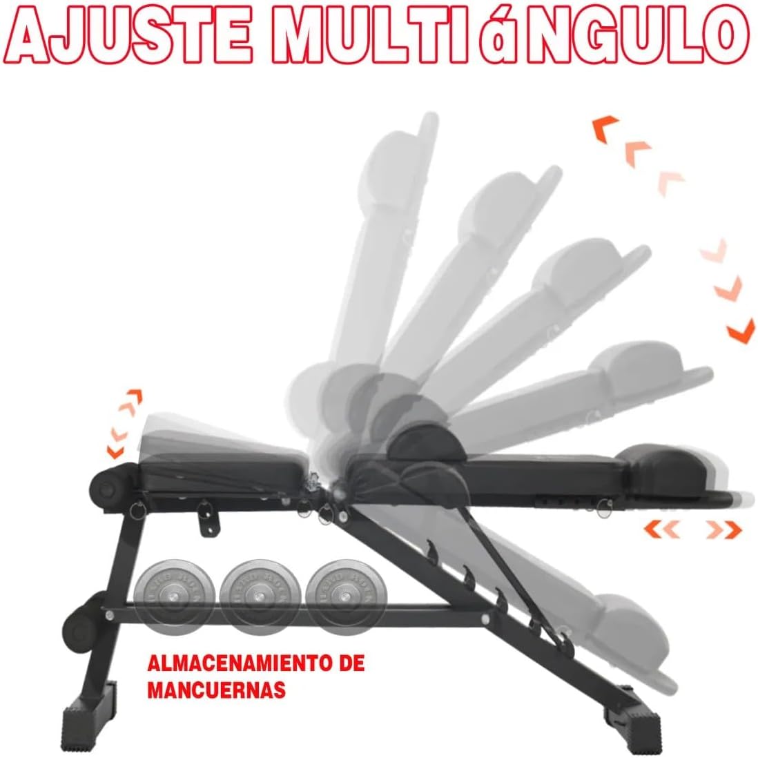 Banco de Ejercicios Ajustable, 13 en 1, 6 Posiciones, Capacidad 200kg, Multifuncional, Negro, 107x31x125cm