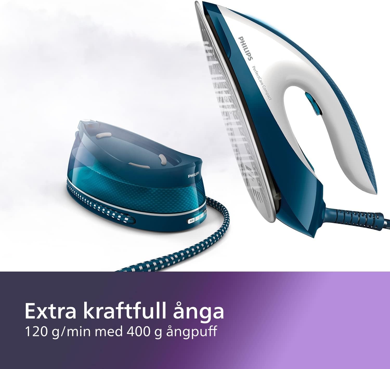 Centro de Planchado PHILIPS con Vapor de Alta Presión, Control Automático de Temperatura y Depósito de 1.5 L