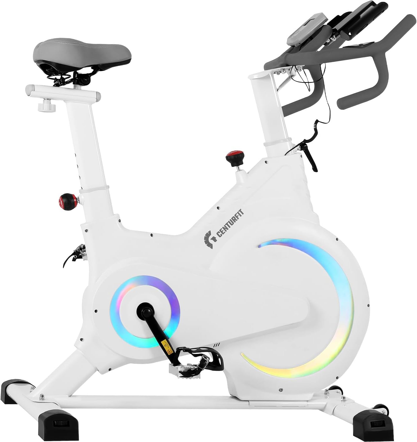 RACK & PACK Bicicleta Estatica con Resistencia Magnetica Spinning Silenciosa para Hogar Casa Gimnasio Gym Monitor Electrico 6 Finciones Ajuste de asiento y Manubrio Bici Fija Spin Soporta 100 Kg