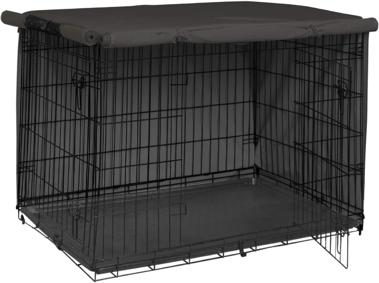 Explore Land Funda para jaula de perro de 42 pulgadas, funda de poliéster duradera para perrera de mascotas, ajuste universal para jaula de perro de alambre 1 (negro)