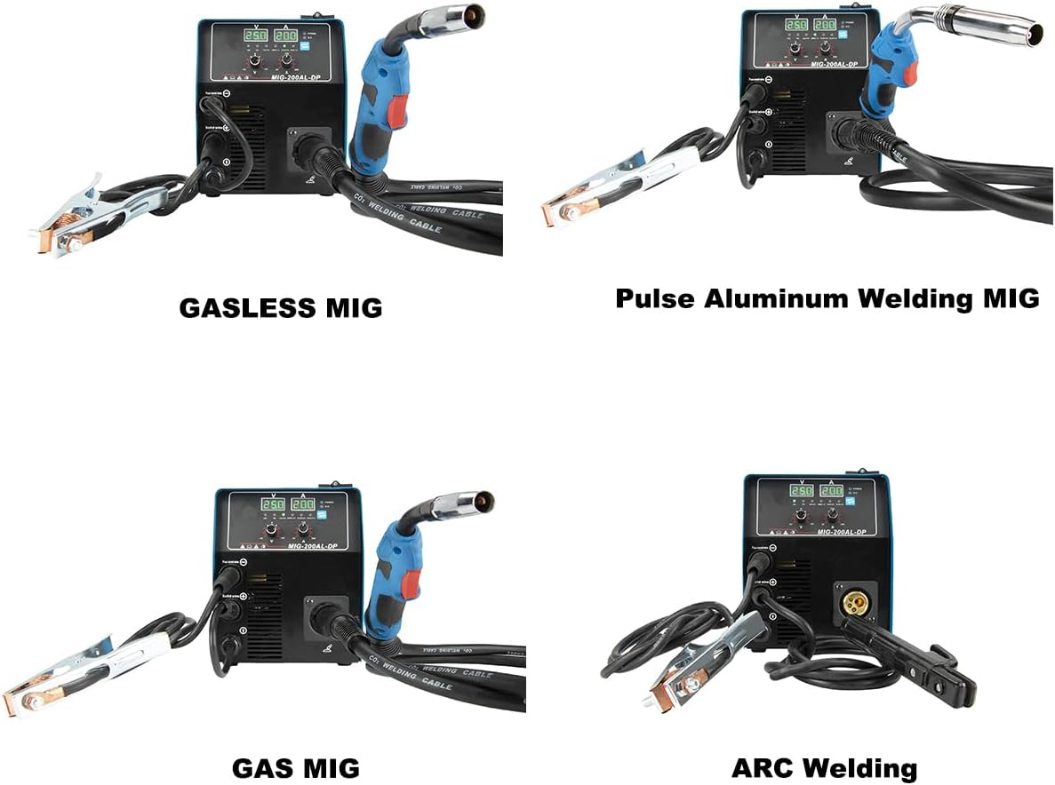 S7 Soldador MIG de 200 amperios, 110 V y 220 V 3 en 1 MIG & ARC & Lift TIG inversor gas/sin gas multiproceso de doble voltaje. máquina de soldadura