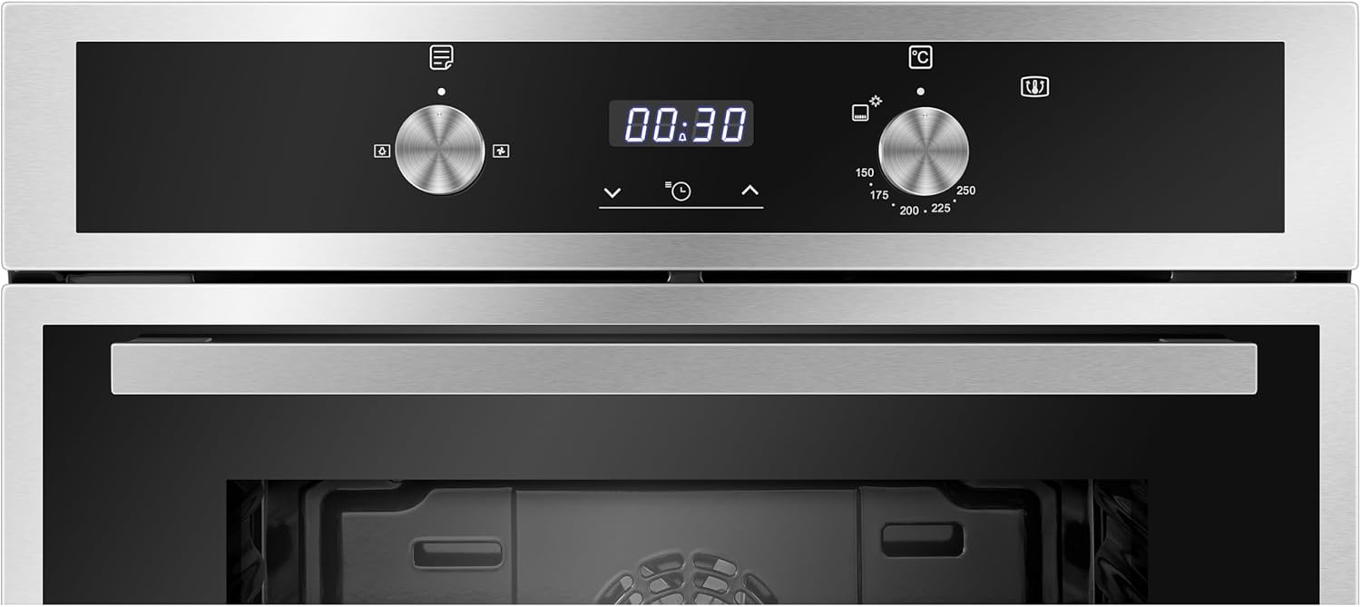 Hisense Horno de gas empotrable 67L, parrilla de gas, flujo de aire múltiple, temperatura precisa, puerta extraíble de fácil limpieza, temporizador, HGO602BS