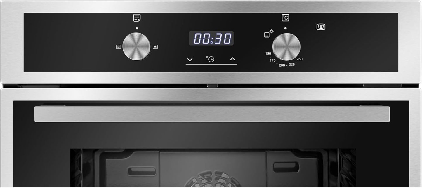 Hisense Horno de gas empotrable 67L, parrilla de gas, flujo de aire múltiple, temperatura precisa, puerta extraíble de fácil limpieza, temporizador, HGO602BS
