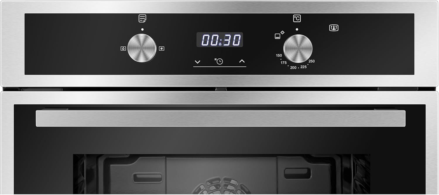 Hisense Horno de gas empotrable 67L, parrilla de gas, flujo de aire múltiple, temperatura precisa, puerta extraíble de fácil limpieza, temporizador, HGO602BS