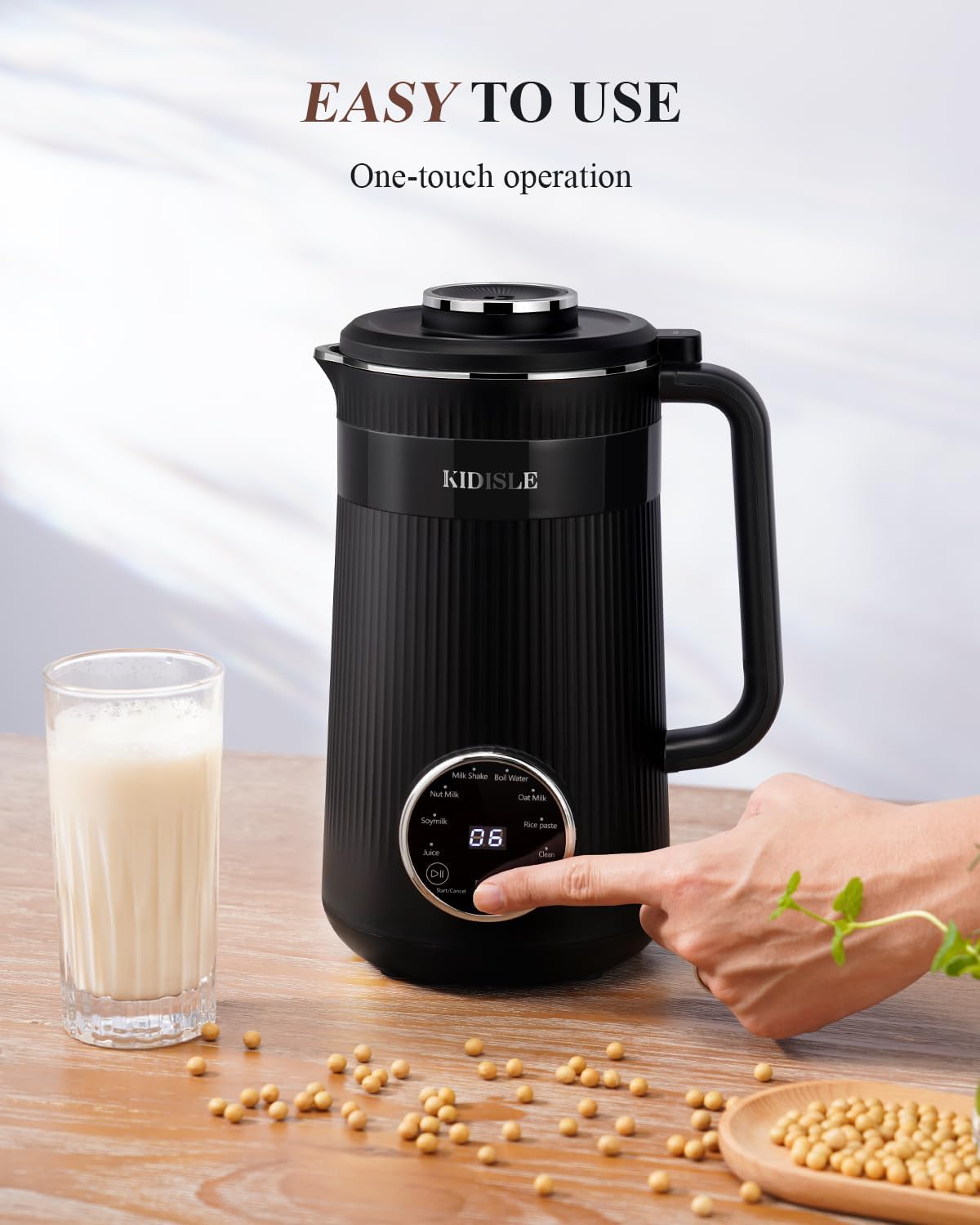 Máquina automática de soja de 32 onzas para almendras caseras, avena, coco, soja, leches a base de plantas y bebidas no lácteas con retraso de arranque/mantener el calor,